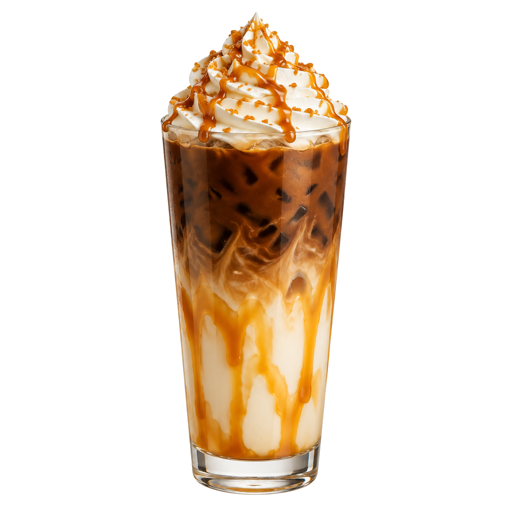 Ly cafe caramel lạnh với kem sữa tươi
